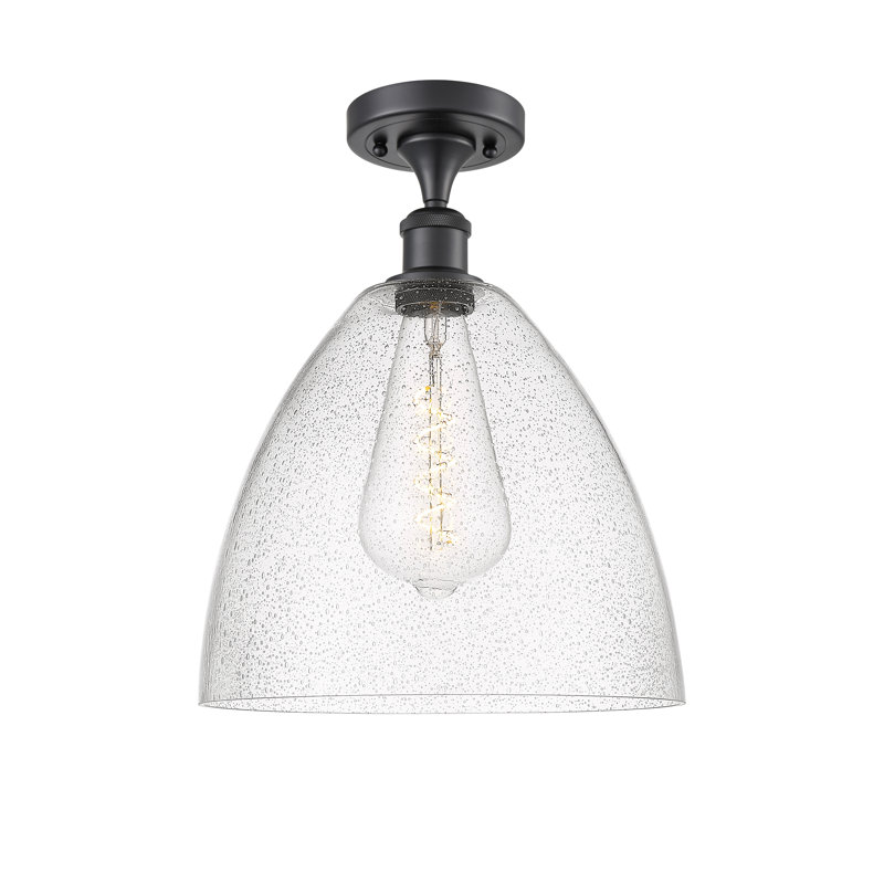 Plafonnier semi-encastré 9 po Aloisa, Noir mat, H 14,75 po x l 12 po x P 12 po
