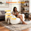 Fauteuil à billes avec méridienne, fauteuil à billes sans accoudoirs, beige