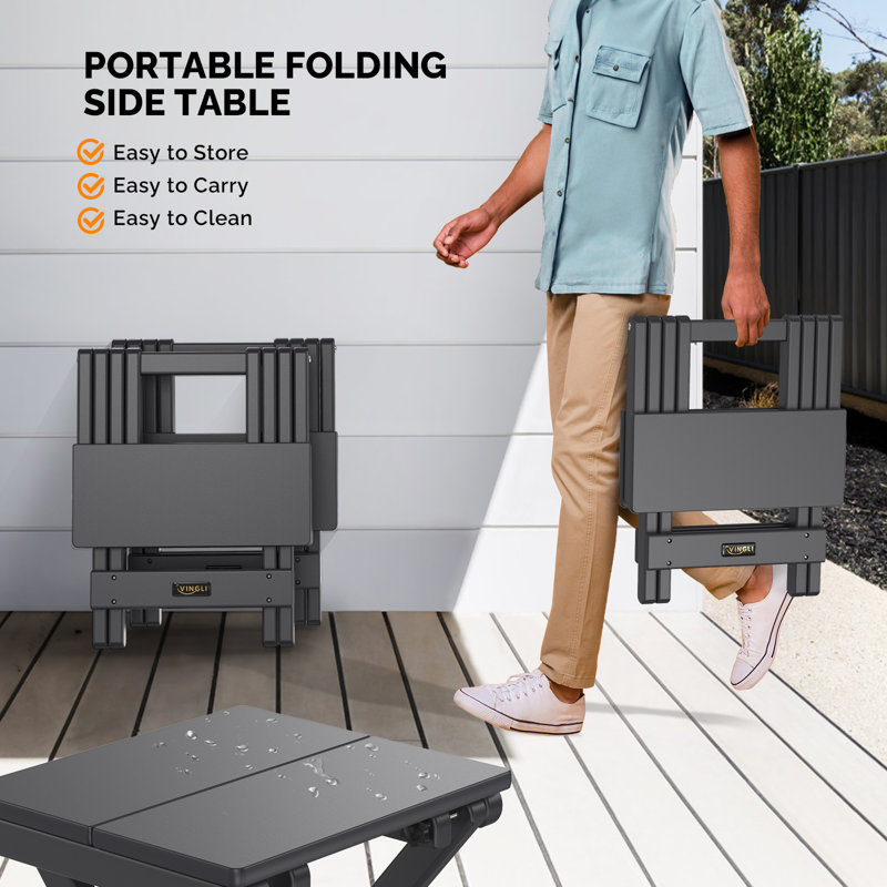 Patio HDPE Side Table End Tables, Black