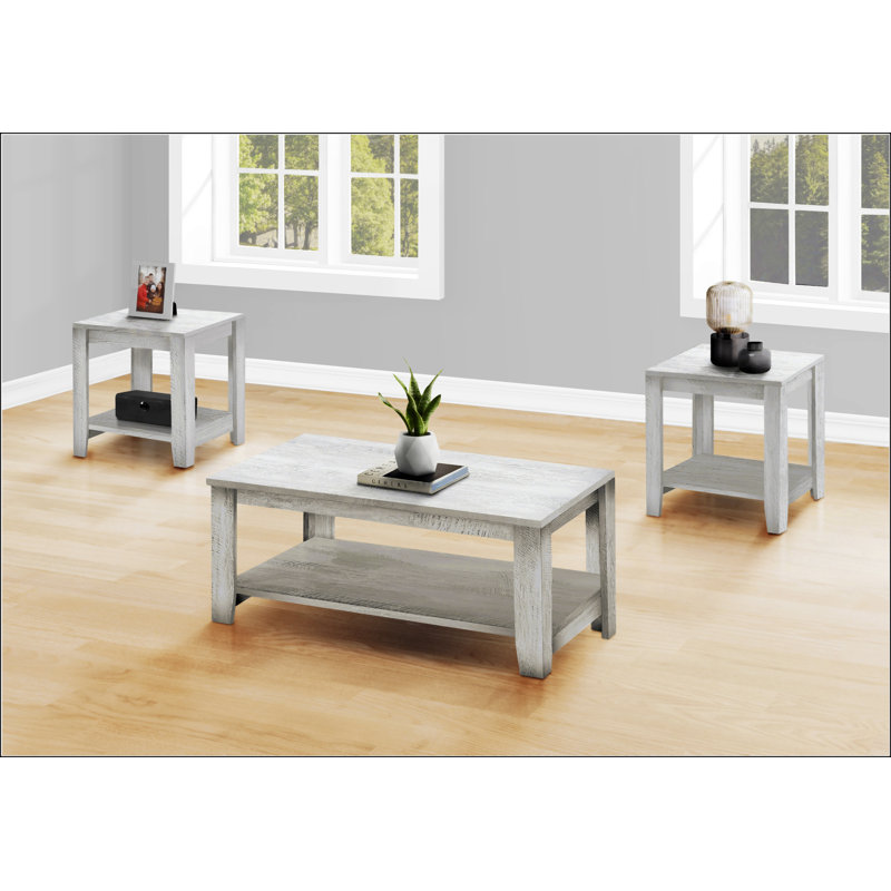 Ensemble de tables basses avec plateau en bois, Gris clair