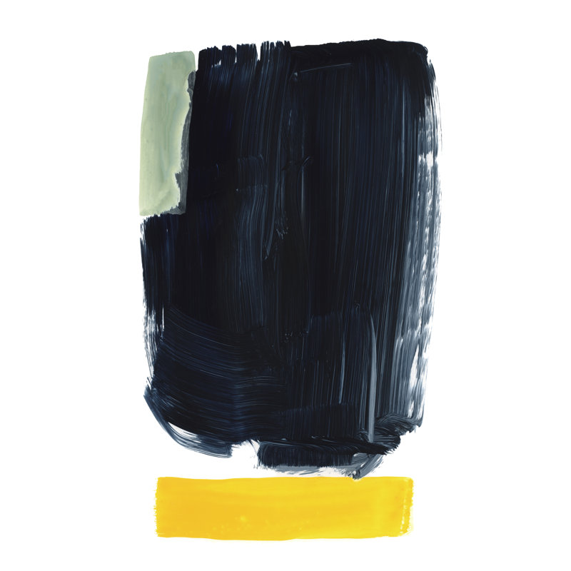 Navy Blue Field I -  Painting, 30 cm H x 20 cm W, Black Floater Framed