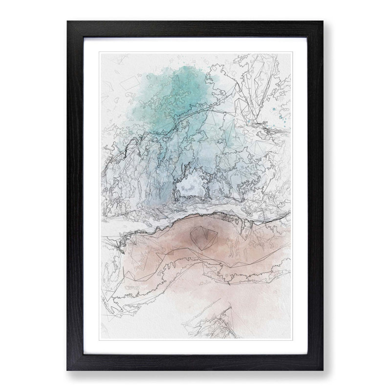 Sandy Beach in Abstract - Picture Frame Graphic Art Print, 60cm H x 40cm W x 2cm D, Black
