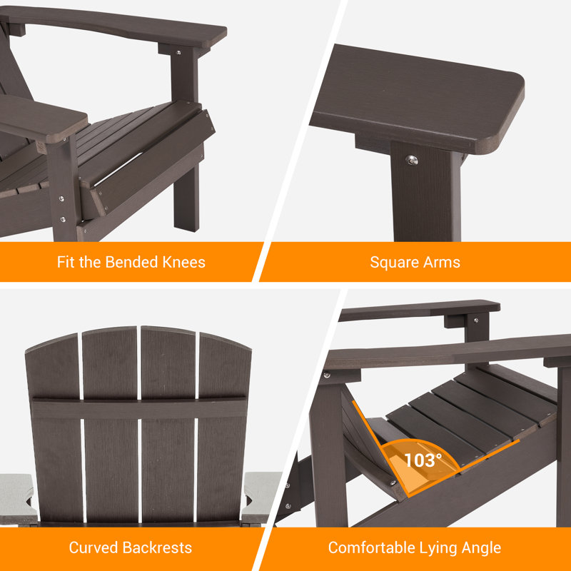 Bergenfield Patio Adirondack Chair HIPS Plastic Chair, Coffee