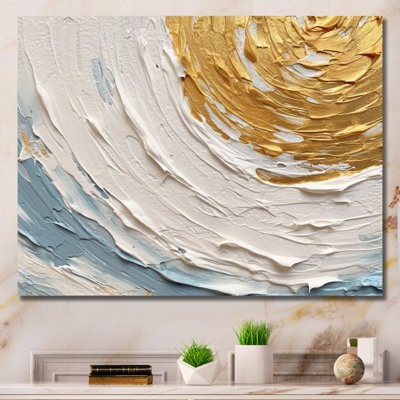 Gold and Blue Vibrant Spirals II - Print on Canvas