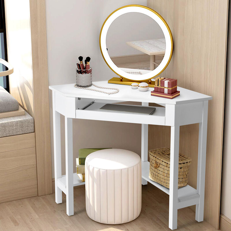 Machteld Corner Solid Wood Base Computer Desk