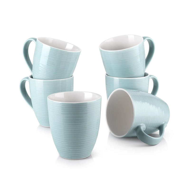 Ensemble de 6 tasses à café avec bord bleu marine DOWAN, ensemble de 6 tasses en céramique pour café, thé et cacao