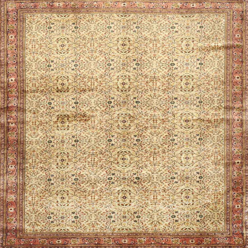 Tapis oriental jaune / brun, Carré 5 pi