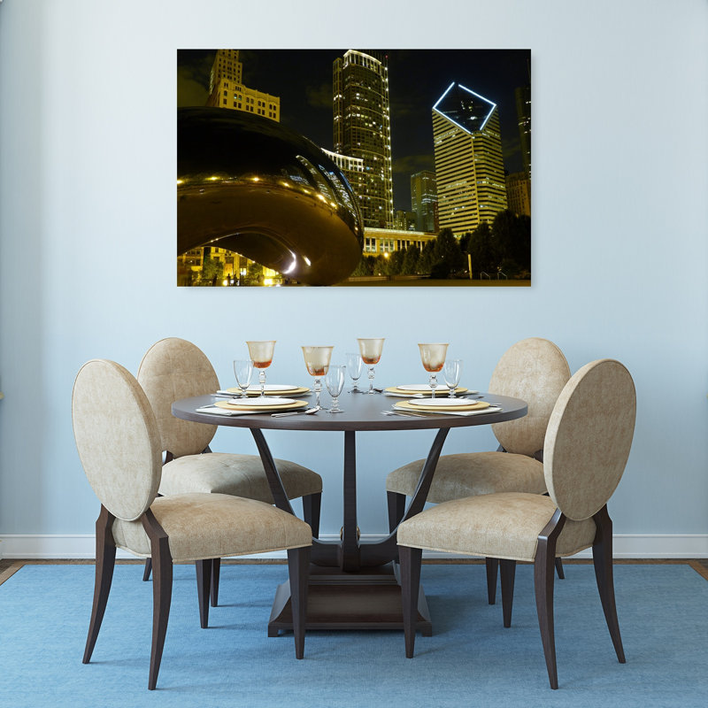 Chicago Cloud Gate Aka The Bean Cityscape Classic Abstract Contemporary Architecture City Wall Art Print 1 Piece Wrapped Canvas Wall Art