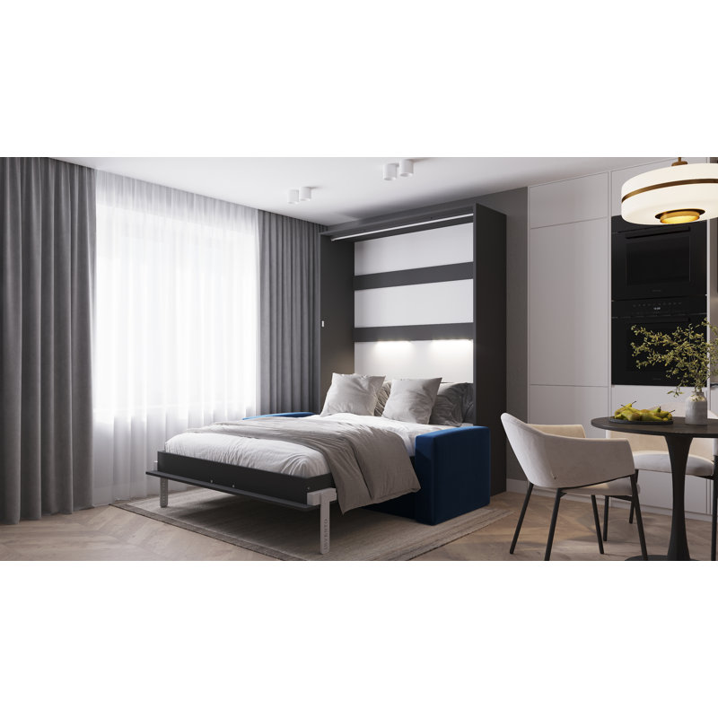 Neidelin Upholstered Bed, Grey/Navy