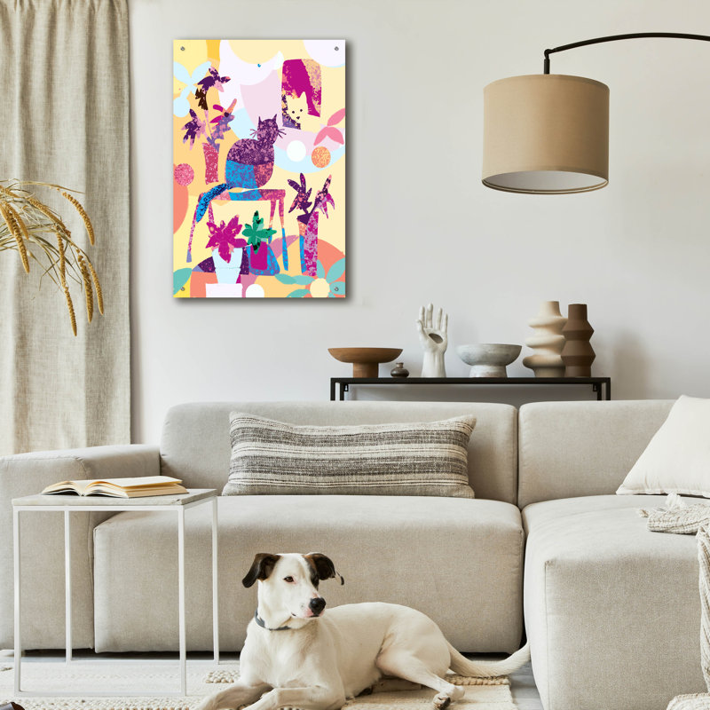 «Still Life With Two Cats» par Holly McGee, art mural en verre acrylique, 16 po x 24 po, H 36 po x l 24 po x P 0,2 po