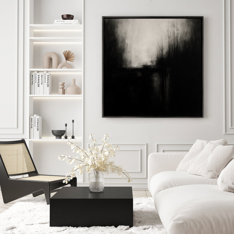 Art mural encadré, rétro, antique, classique pour chambre à coucher, Noir, noir, noir, noir, H 16 po x l 16 po