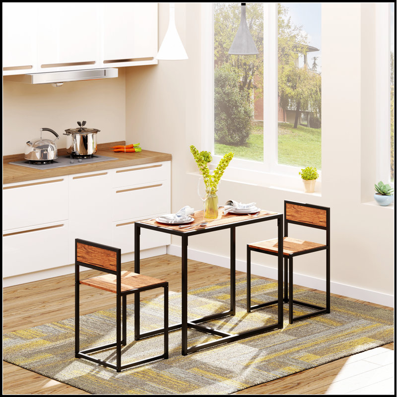 3-Piece Industrial Dining Table Set For 2, Perfect For Cozy Meals And Conversations In Small Spaces