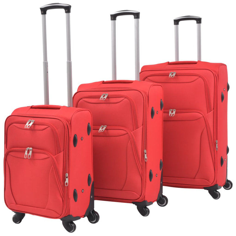 Arce 3-piece Soft Luggage Trolley Set Red, Red