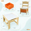 Ensemble de 3 tables d'activités pour enfants et 2 chaises avec tableau noir réversible et plateau blanc, tiroirs de rangement et bacs, naturel