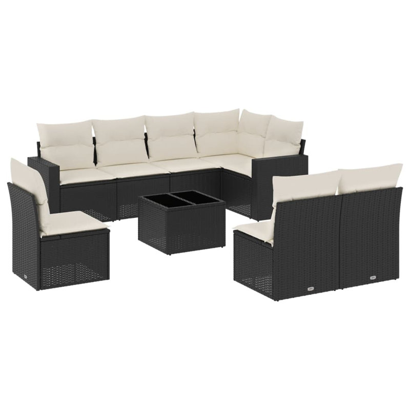 Ensemble de canapé de jardin Vidaxl noir, blanc crème