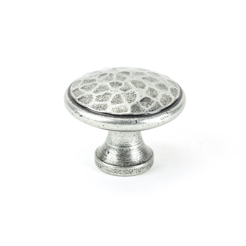 Hammered 40mm Diameter Mushroom Knob, Pewter Patina