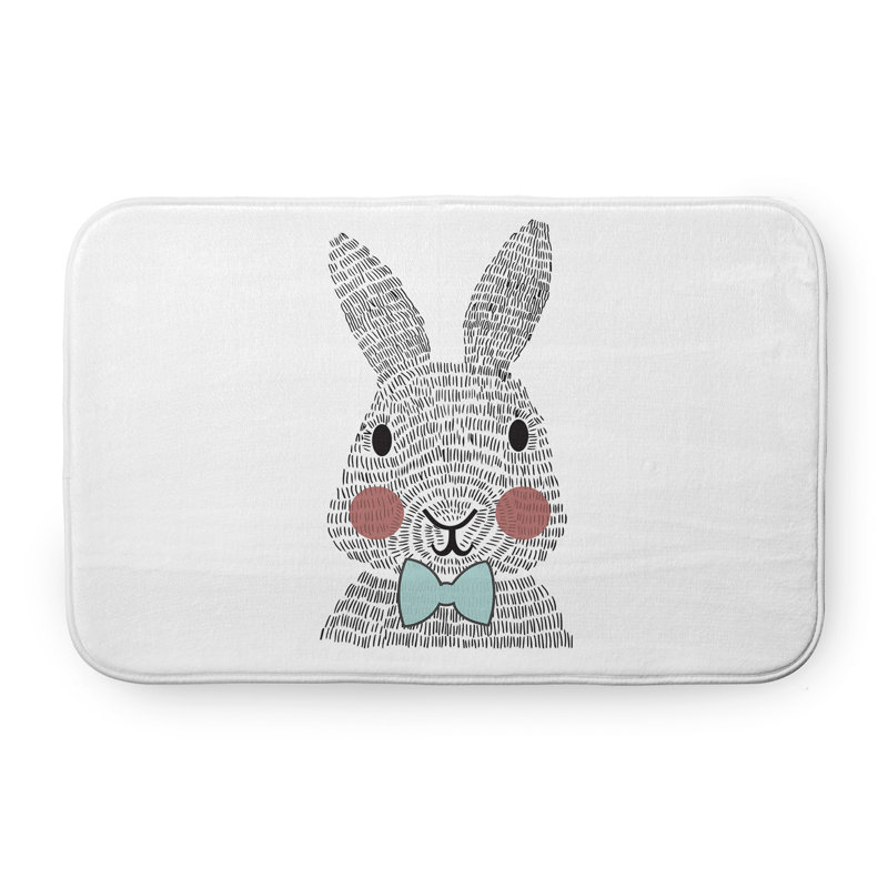 Tapis de bain Brahma, L 21 po x L 34 po, Bleu clair / noir