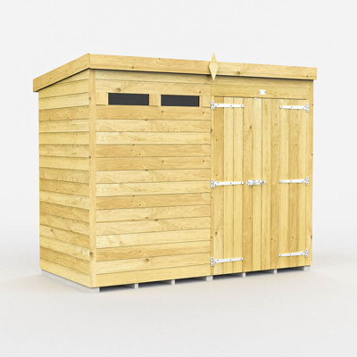 8ft x 4ft Pent Security Shed - Double Door