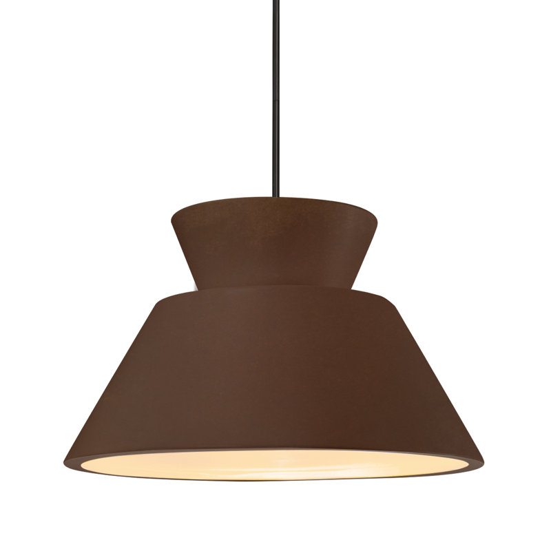 Luminaire suspendu géométrique à 1 lumière Logan, Oui, Vraie rouille, Noir mat