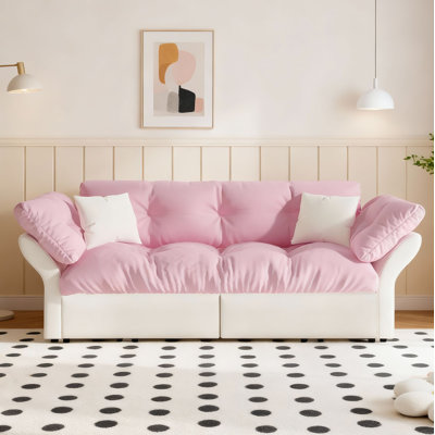 Burwell  75"Wide Queen Pull Out Sofa Bed 3-in-1 Convertible Multi-Functional Sleeper Couch with 2 Soft Pillows and Stylish Loveseat by Latitude Run