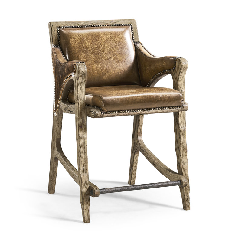 Echo Canyon Upholstered Bar Stool with Solid Wood Frame