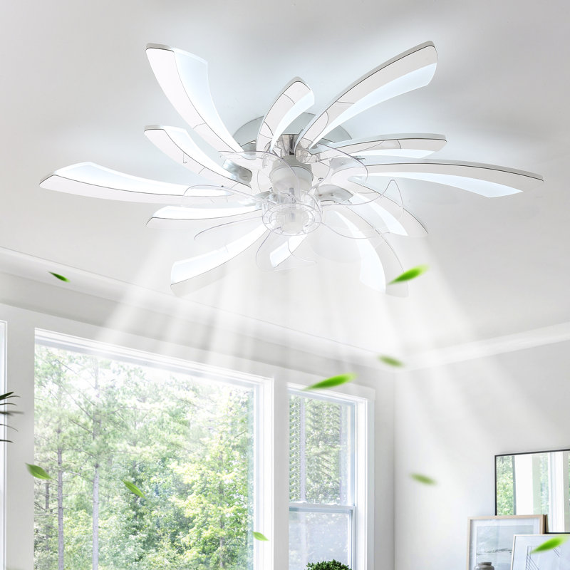Abson 7 - Blade LED Ceiling Fan with Remote Control and Light Kit Included, Chrome