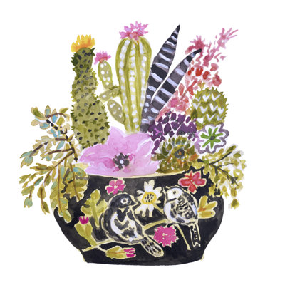 «Leelawati Black Bird Vase» sur toile par Karen Fields