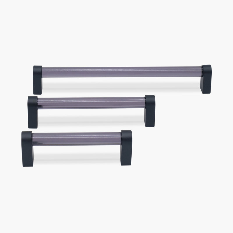Clarity Acrylic Center to Center Bar / Handle Pull, Matte Black/Smoke, 3 3/4" Center to Center