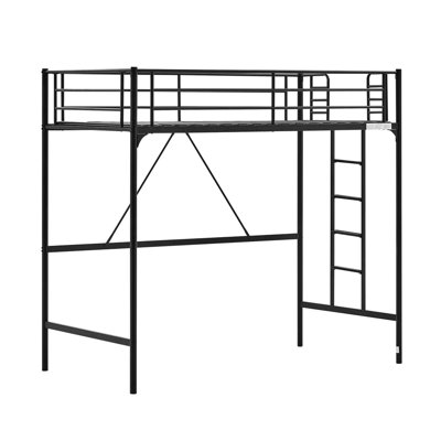 Lit mezzanine simple avec barreaux plats pour adultes, enfants et jeunes adolescents, aucun sommier requis