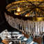 Lustre en cristal de luxe 32 po, luminaire suspendu rond 15 lumières avec chaîne réglable, finition laiton pour le salon de la salle à manger