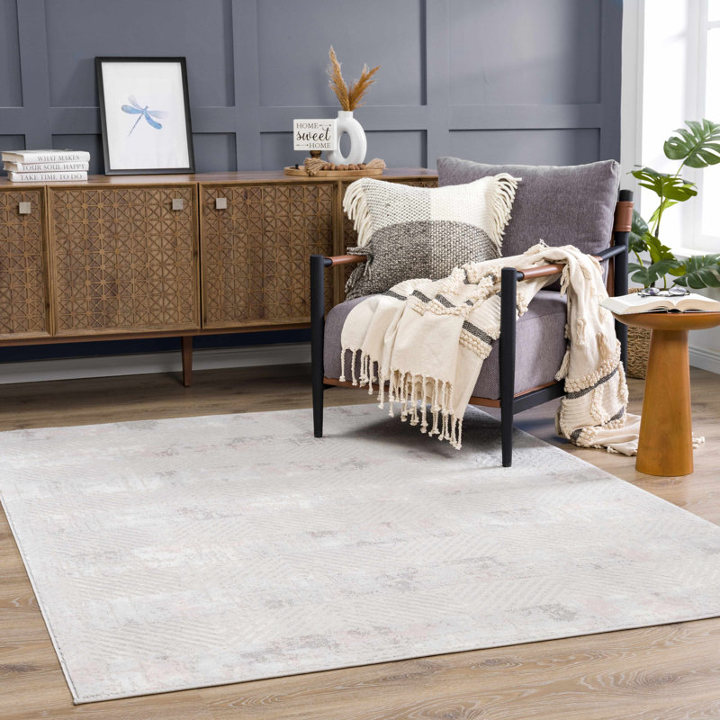 Katriena Modern Design Gray/Pink Area Rug, Rectangle 4' x 6'