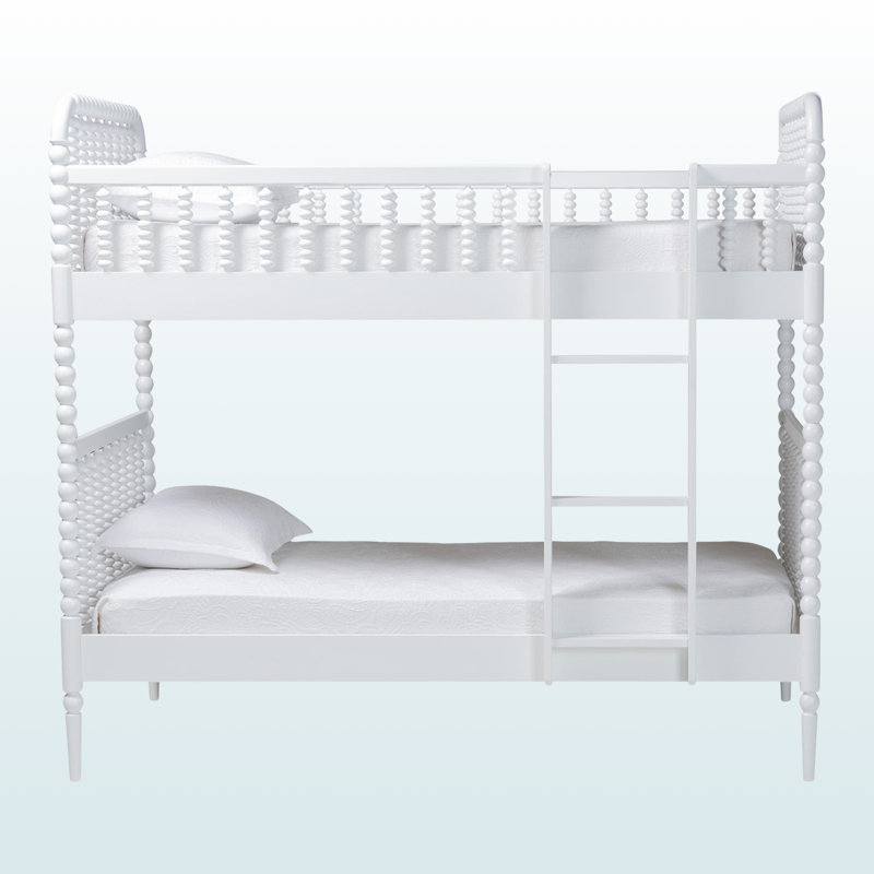 Lit superposé Fable Bobbin avec échelle, fini blanc, Blanc