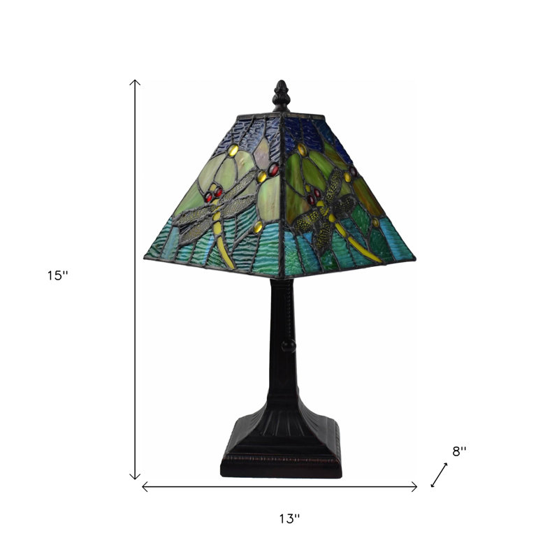 Lampe de table chandelier 15 po en métal brun foncé avec abat-jour empire vert