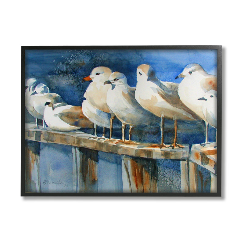 Balade sur la plage avec balançoires côtières par MB Cunningham - Peinture, H 24 po x l 30 po x P 1,5 po
