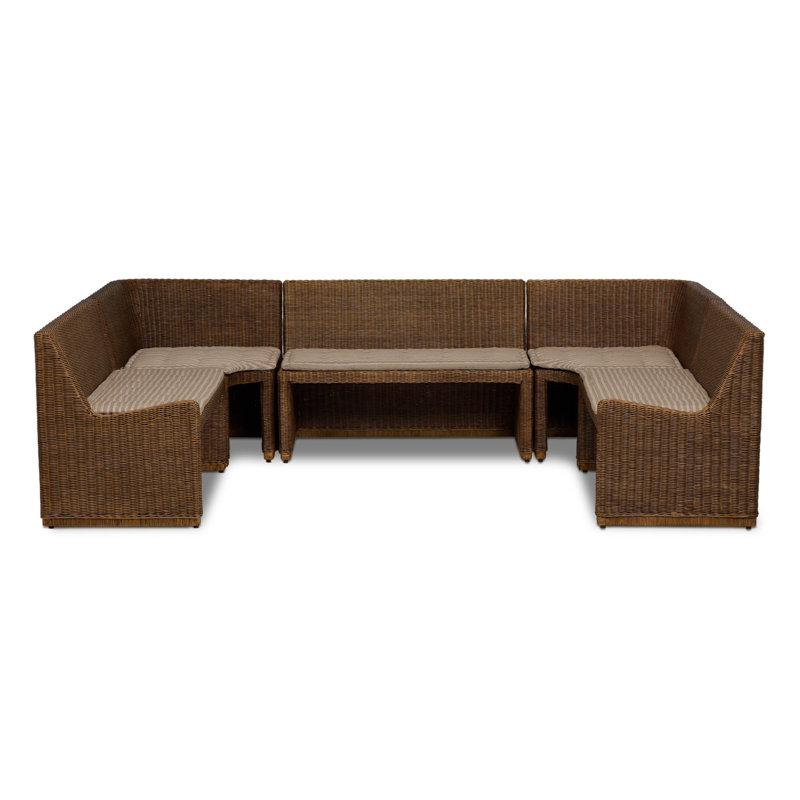 Senna Solid Wood and Rattan Bench
