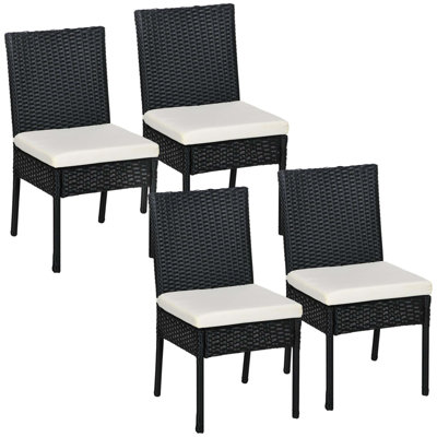 PE Rattan Outdoor Dining Chairs Set with Plush Cushions and Backrests