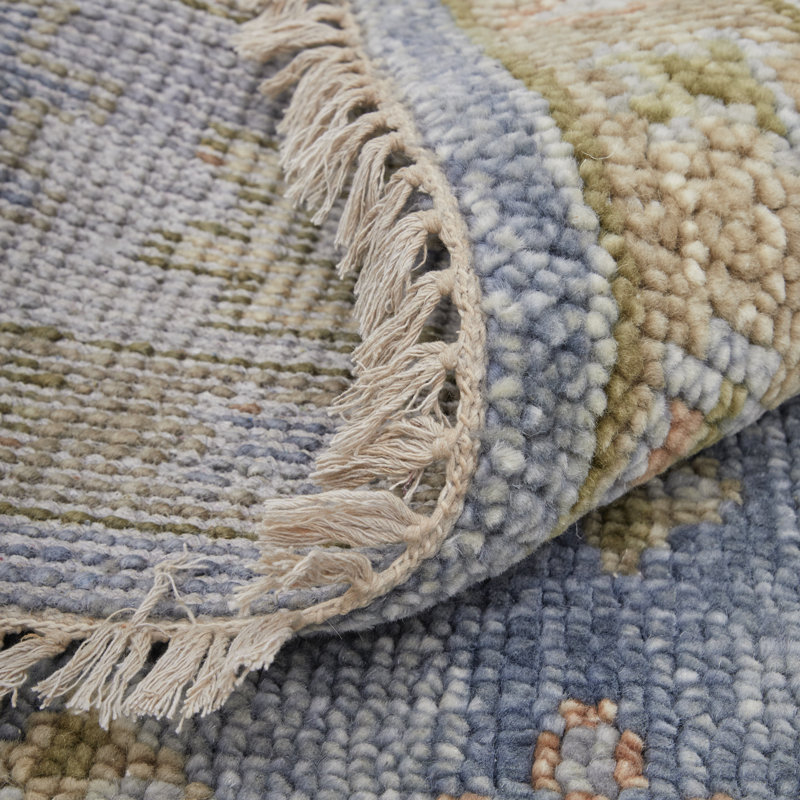Nacy Wool Oriental Area Rug, Rectangle 3' x 5', Blue