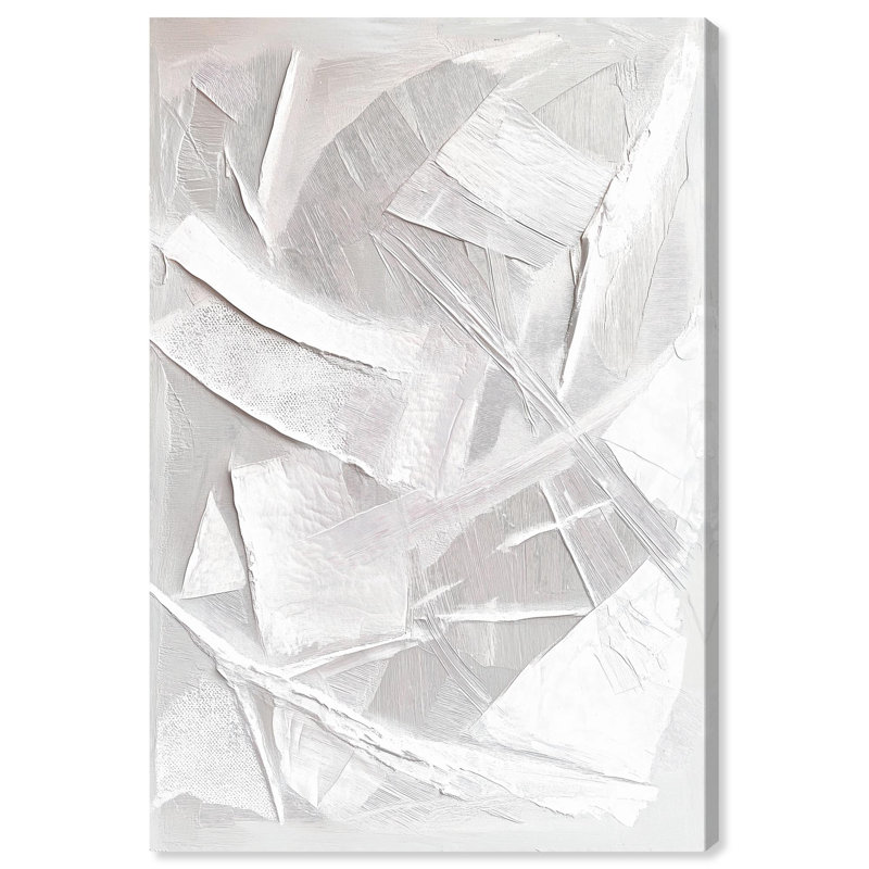 «Thick White Texture II», art mural blanc sur toile , H 54 po x l 36 po, Toile tendue