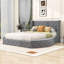 Grand lit plateforme tapissier avec tête de lit à oreilles et nombreuses options de rangement-1684369660