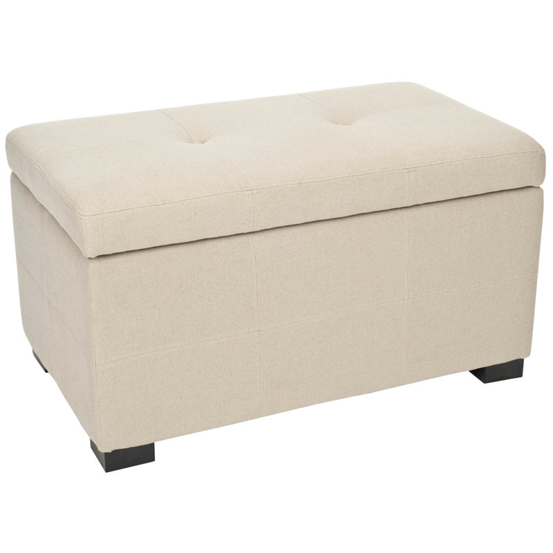 Alescia Faux Leather Upholstered Storage Bench, Flat Cream Faux Leather, 46.9" X 18.3" X 16.7"