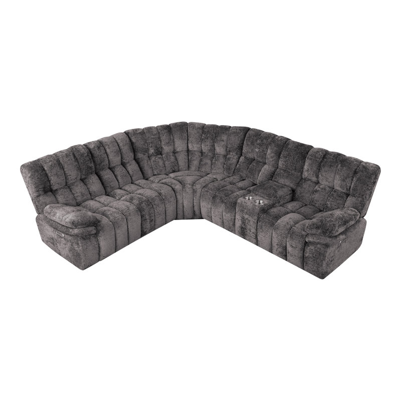 Canapé modulaire inclinable électrique Prance, Tissu gris