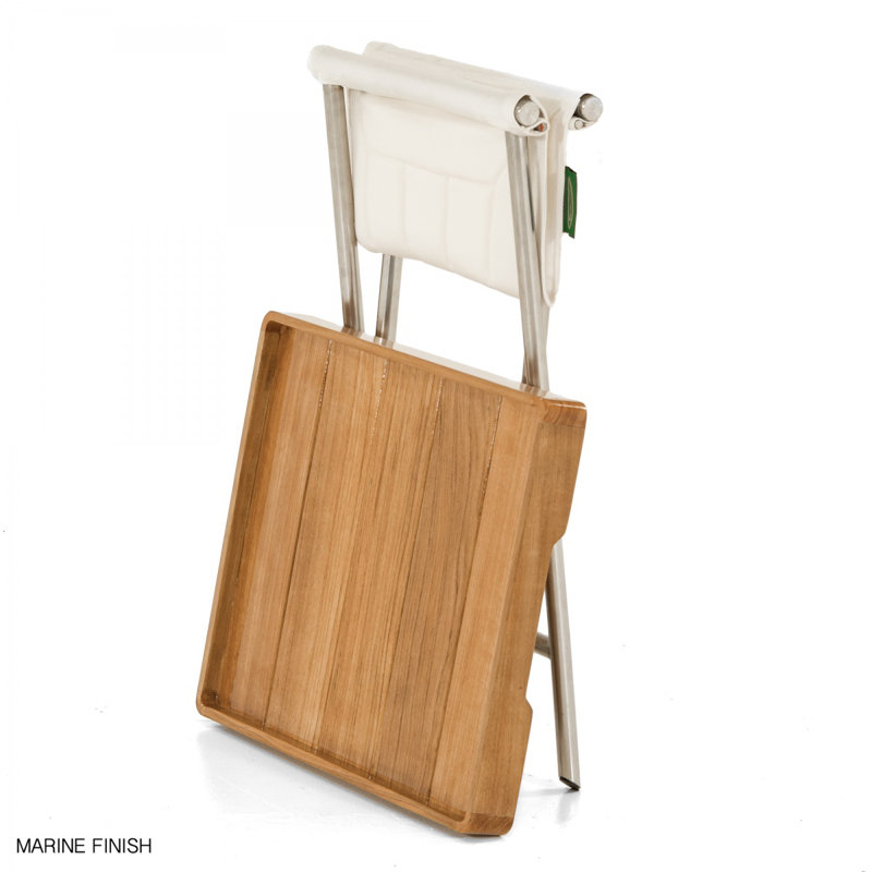 Square Teak and Metal Outdoor Folding Side Table