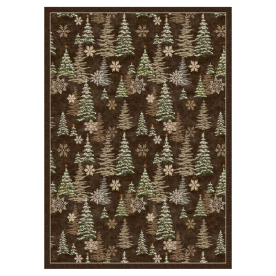 Tapis de Noël lavable, tapis de sol, tapis à motifs sapin de Noël et neige