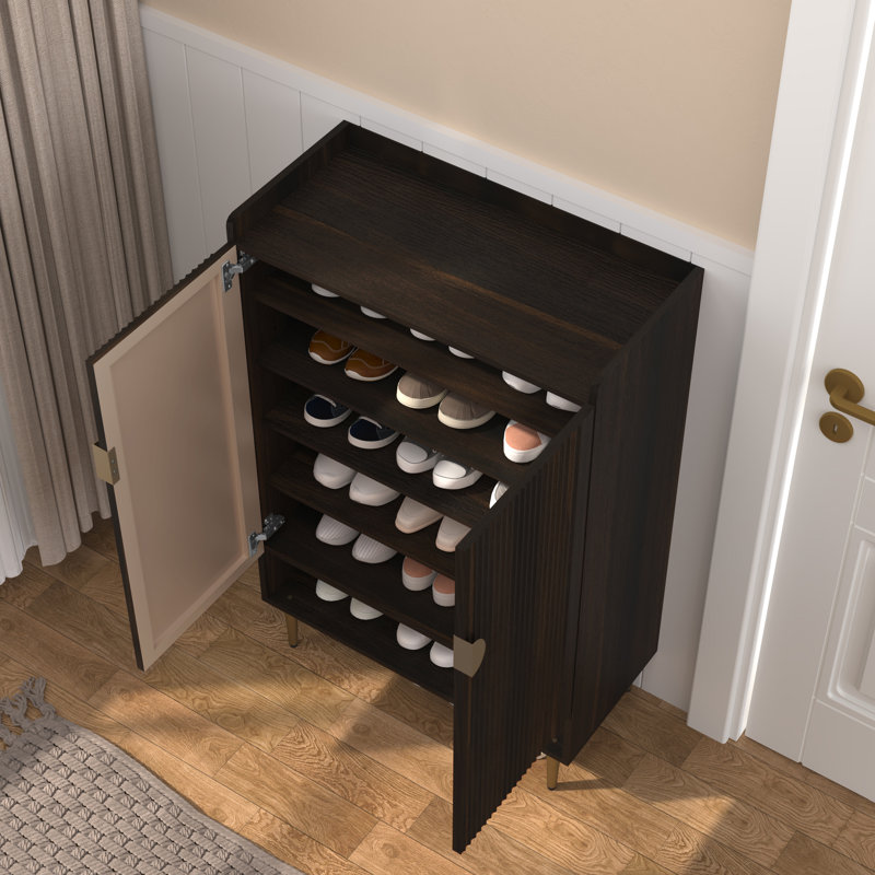 Rangement à chaussures moderne avec tablettes réglables, Brun