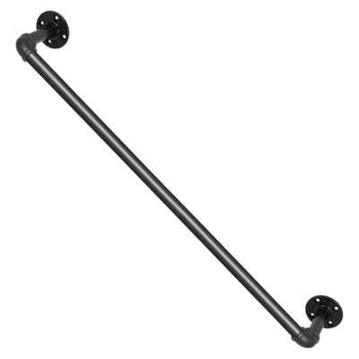Pipe Stair Handrail 3ft Carbon Steel 1 Piece Black Round Corner