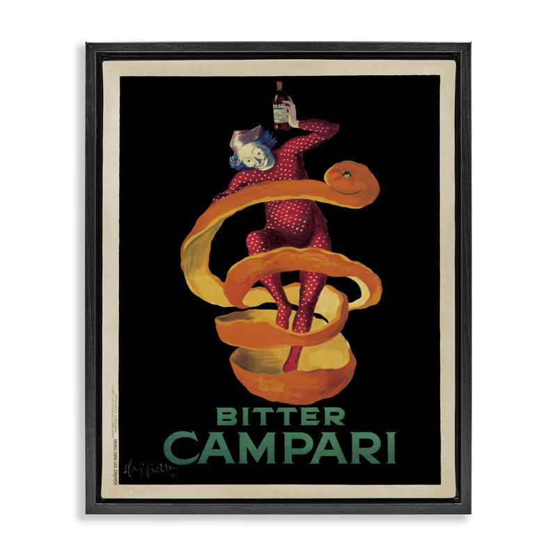 «Orange Peel Compari», art mural encadré noir sur toile flottante, design par Marcello Nizzoli, 21" H x 17" W