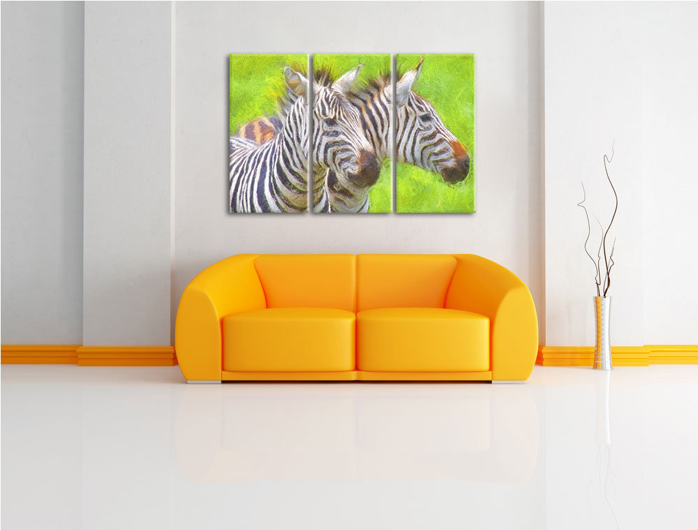 3-tlg. Leinwandbilder-Set Schönes Zebrapaar, Kunstdruck