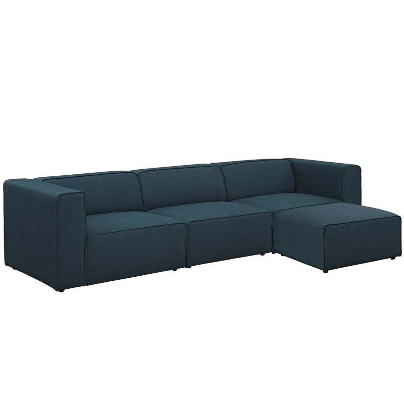Ensemble de canapé modulaire en tissu 4 pièces Mingle par Modway, Bleu