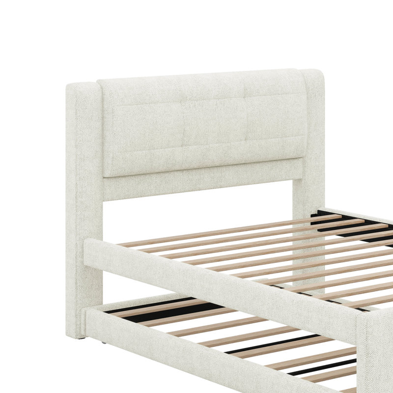 Lit plateforme double avec lit gigogne
