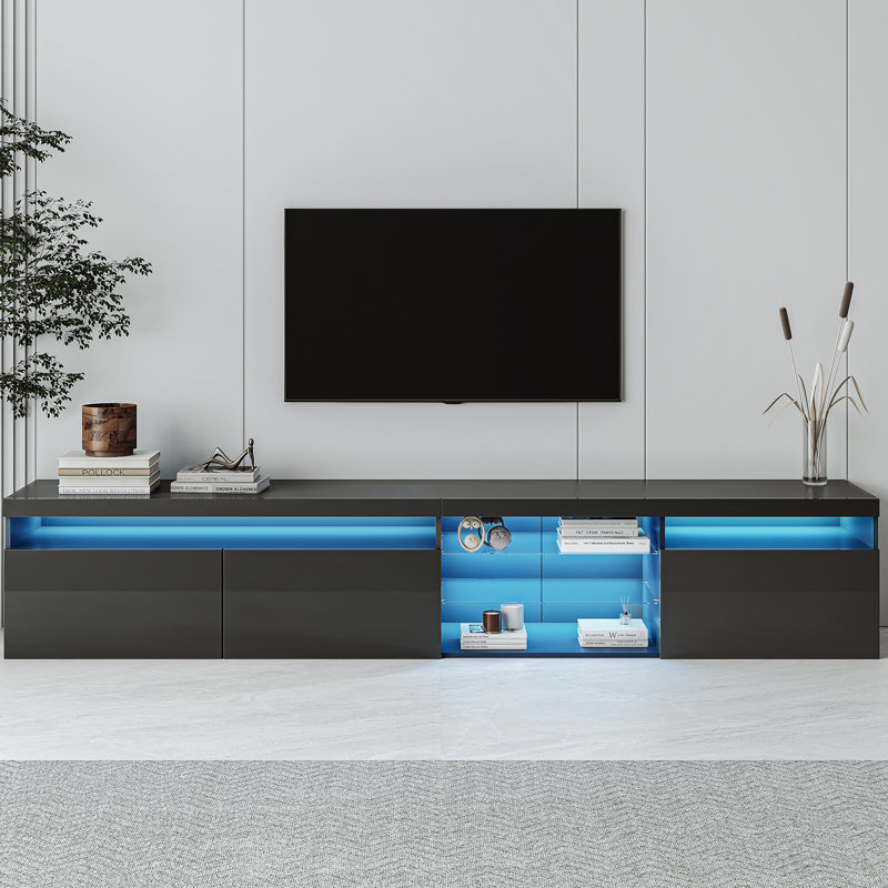 Meuble télé polyvalent avec lumières DEL, Noir